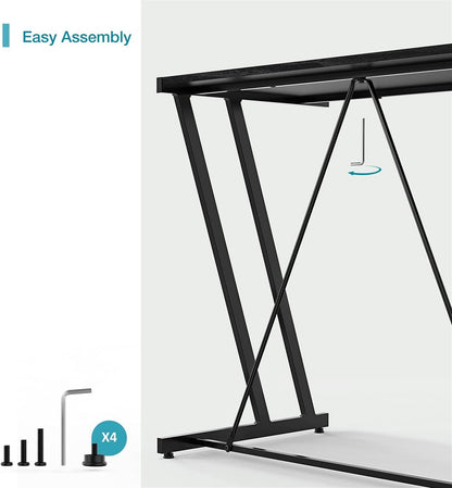 Mehoom Metal Modern Computer Study Desk for Home Office, Table, Black, 35.4"